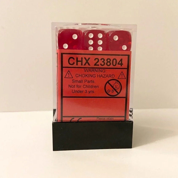 Chessex 36 Dice  Set Translucent Red White 12mm CHX 23804 - Picture 3 of 9